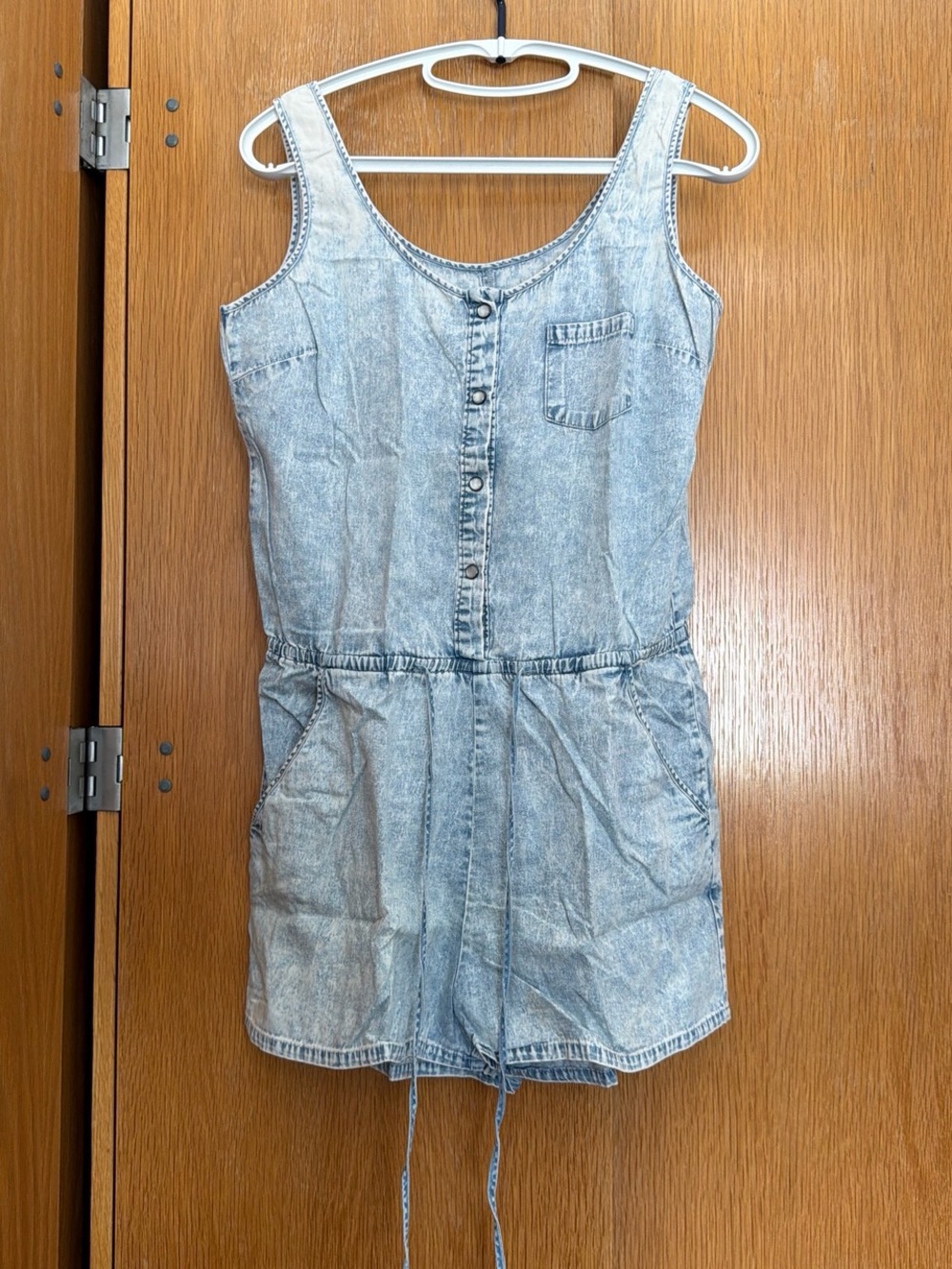 Buffalo David Bitton Light Blue Acid Wash Denim Romper